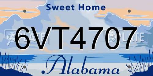 6VT4707 Alabama License Plate