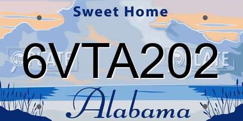 6VTA202 Alabama License Plate