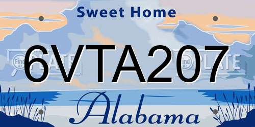 6VTA207 Alabama License Plate