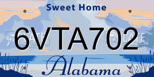 6VTA702 Alabama License Plate