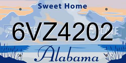 6VZ4202 Alabama License Plate