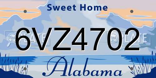 6VZ4702 Alabama License Plate