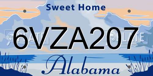 6VZA207 Alabama License Plate