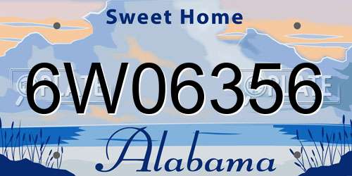 6W06356 Alabama License Plate