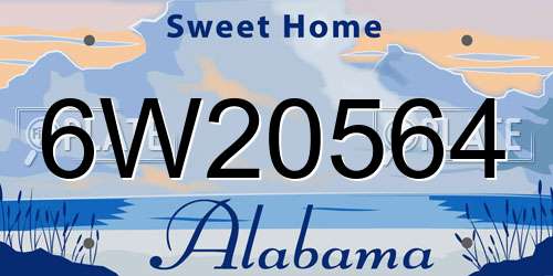 6W20564 Alabama License Plate