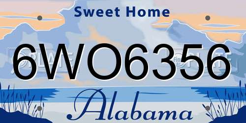 6WO6356 Alabama License Plate