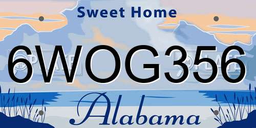 6WOG356 Alabama License Plate