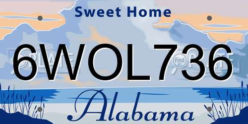 6WOL736 Alabama License Plate