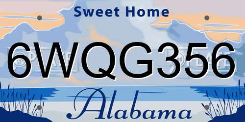 6WQG356 Alabama License Plate