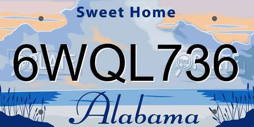 6WQL736 Alabama License Plate