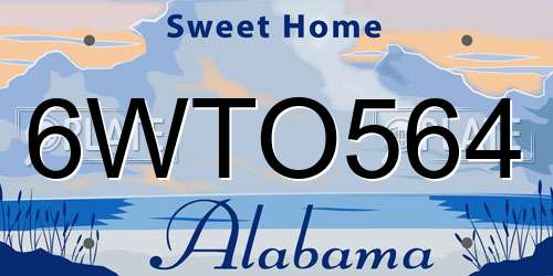 6WTO564 Alabama License Plate