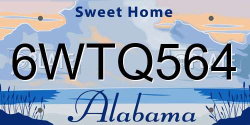 6WTQ564 Alabama License Plate