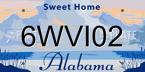 6WVI02 Alabama License Plate