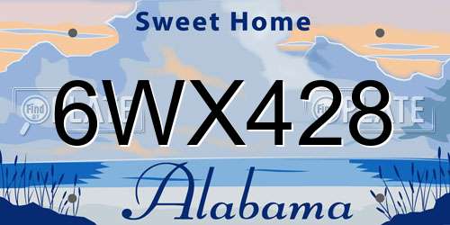 6WX428 Alabama License Plate
