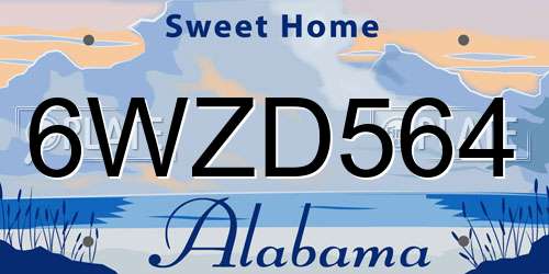 6WZD564 Alabama License Plate