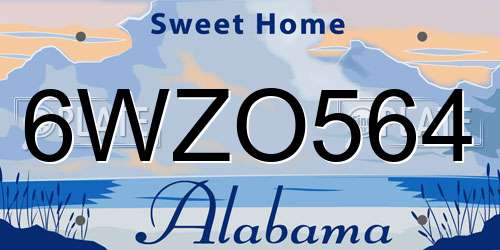 6WZO564 Alabama License Plate