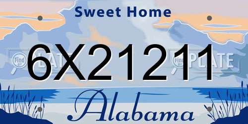 6X21211 Alabama License Plate