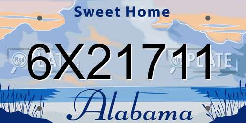 6X21711 Alabama License Plate