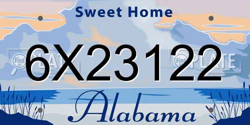 6X23122 Alabama License Plate