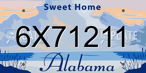 6X71211 Alabama License Plate