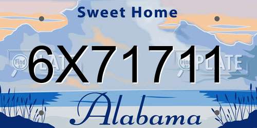 6X71711 Alabama License Plate