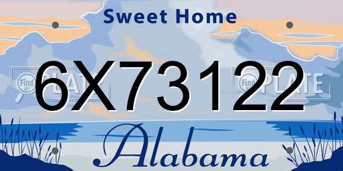 6X73122 Alabama License Plate