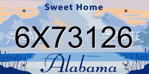 6X73126 Alabama License Plate