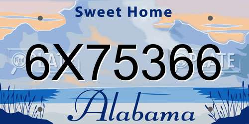 6X75366 Alabama License Plate