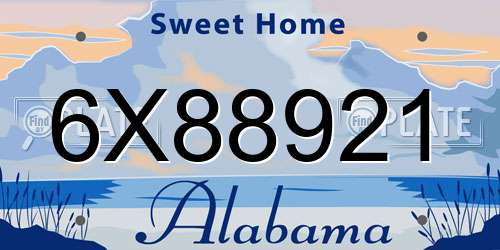 6X88921 Alabama License Plate