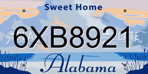 6XB8921 Alabama License Plate