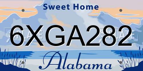 6XGA282 Alabama License Plate