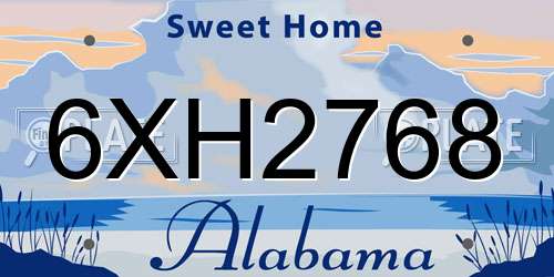 6XH2768 Alabama License Plate