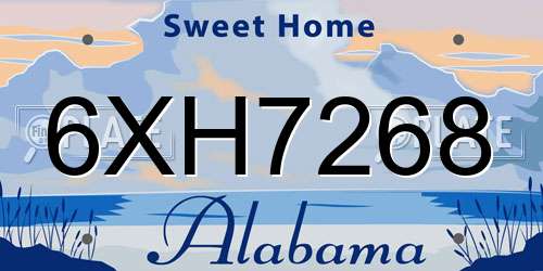 6XH7268 Alabama License Plate