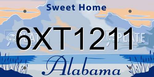 6XT1211 Alabama License Plate