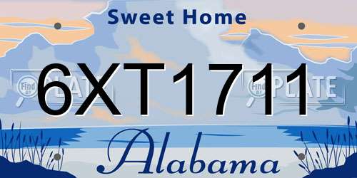 6XT1711 Alabama License Plate