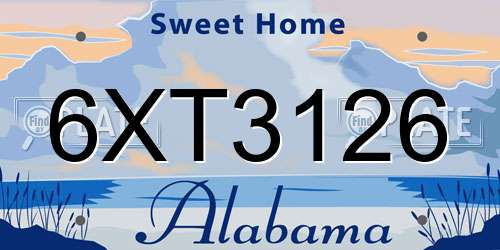 6XT3126 Alabama License Plate