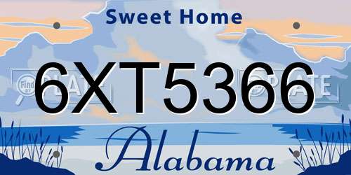 6XT5366 Alabama License Plate