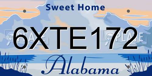 6XTE172 Alabama License Plate