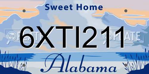 6XTI211 Alabama License Plate