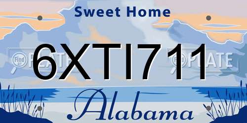 6XTI711 Alabama License Plate