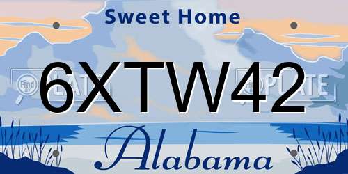 6XTW42 Alabama License Plate