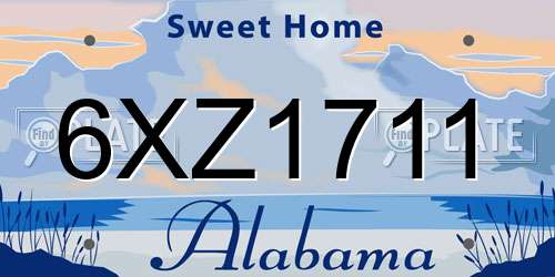 6XZ1711 Alabama License Plate