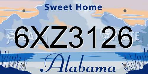 6XZ3126 Alabama License Plate