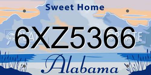 6XZ5366 Alabama License Plate