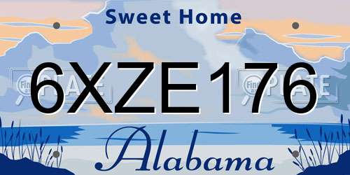 6XZE176 Alabama License Plate