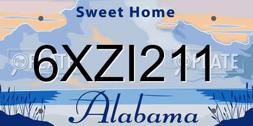 6XZI211 Alabama License Plate
