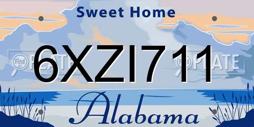6XZI711 Alabama License Plate