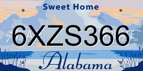 6XZS366 Alabama License Plate