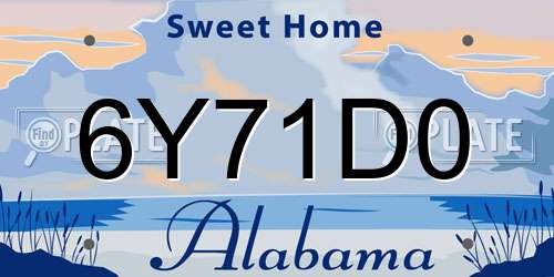 6Y71D0 Alabama License Plate