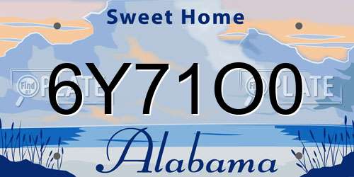 6Y71O0 Alabama License Plate